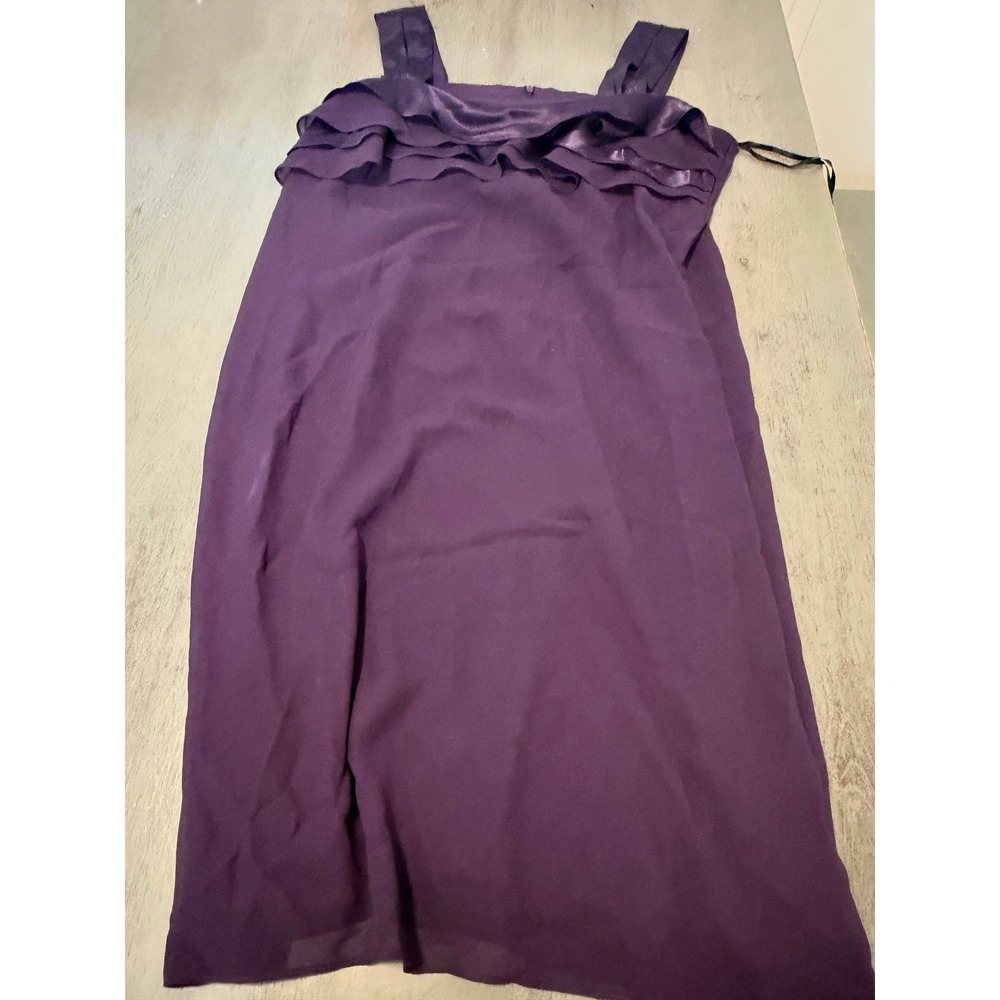 Dana Kay Purple Ruffle Neck Sleeveless Sheath Dress Plus Size 16W Formal Evening